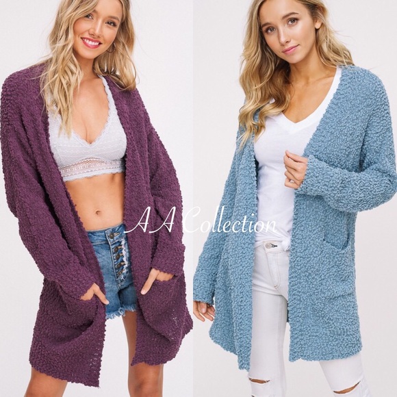 open knit cardigan sweater long sleeves - Picture 3 of 6